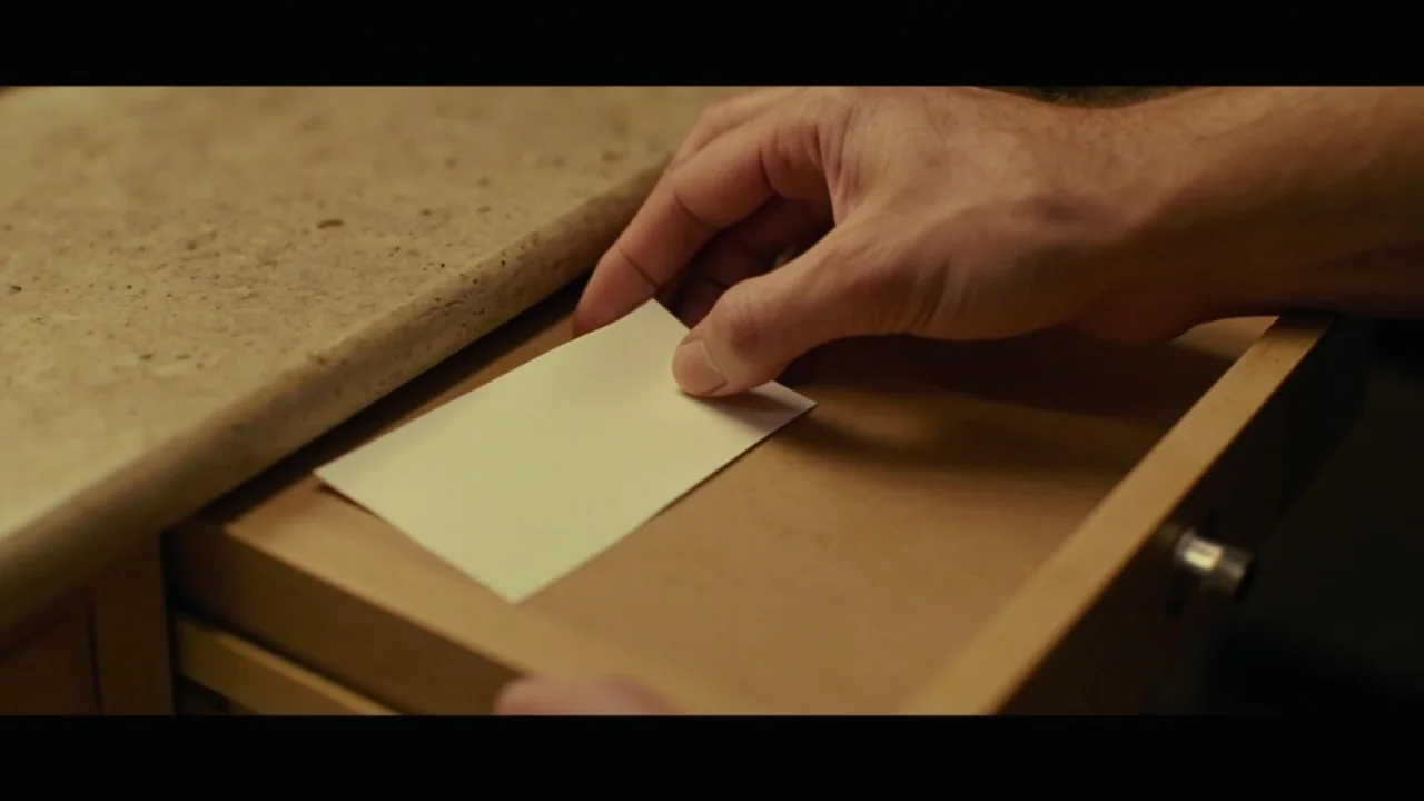 Adult sliding a closed rummy box into a drawer